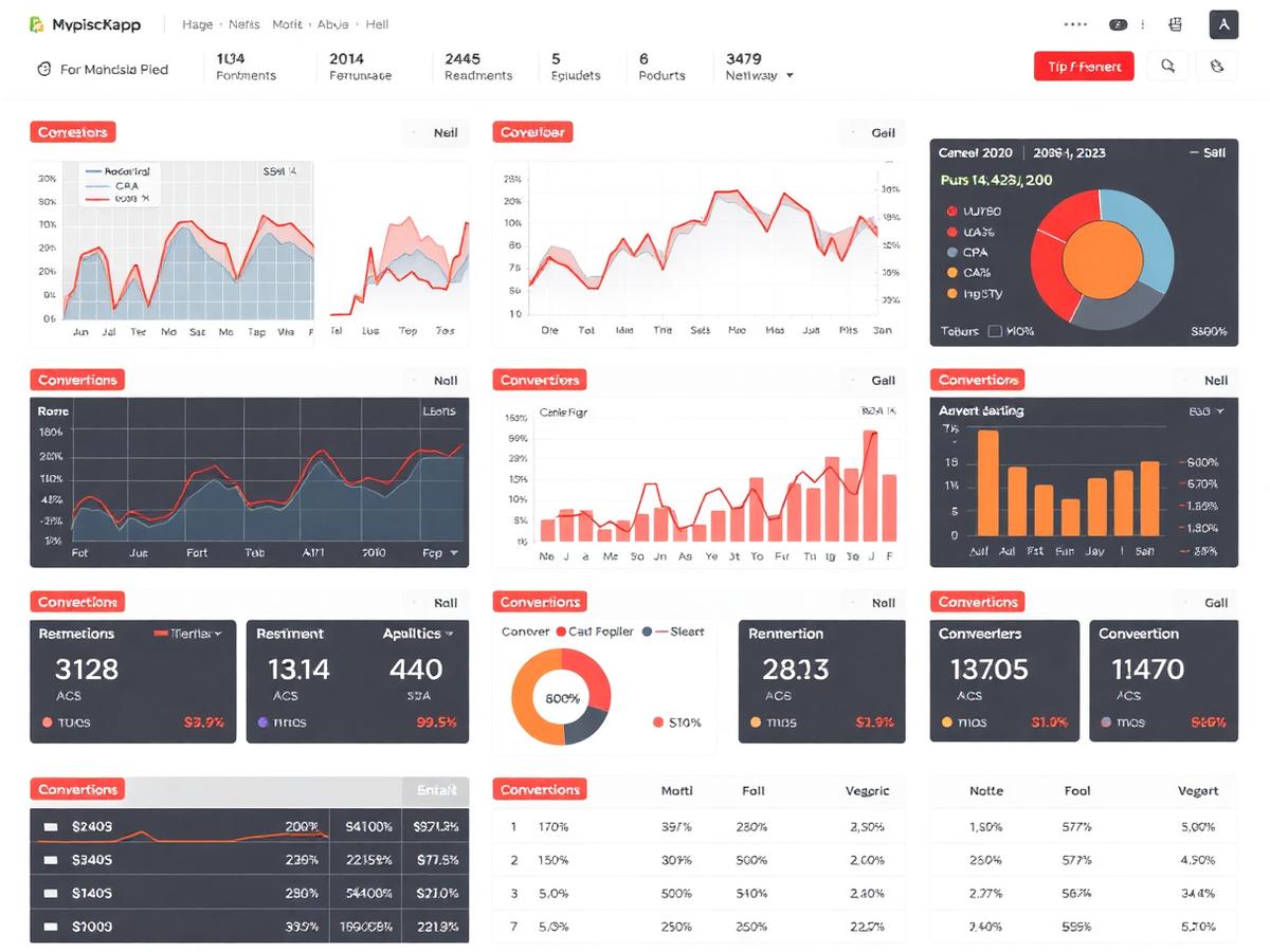 Dashboard de telemetria com métricas de CPL, CPA, ROAS e taxa de conversão